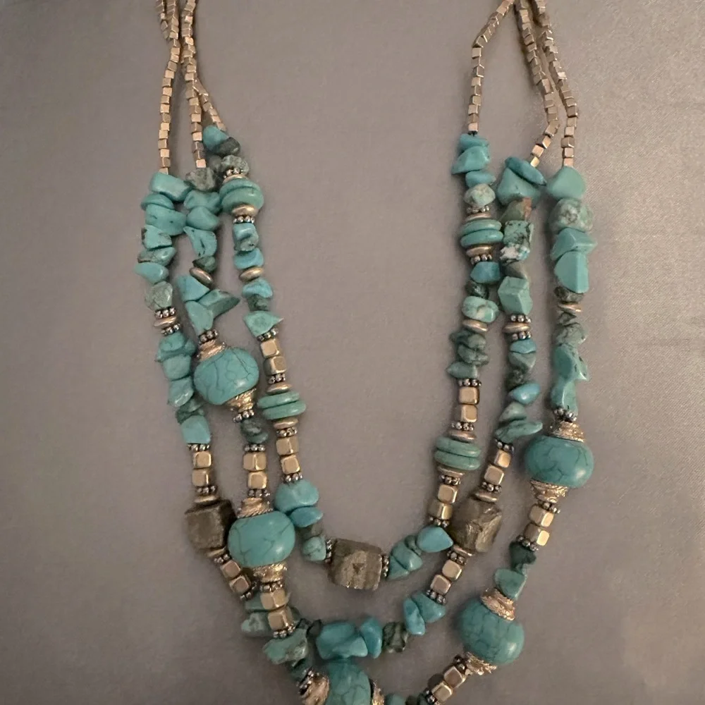 Chico’s Gold and Turquoise Necklace - Picture 3 of 3